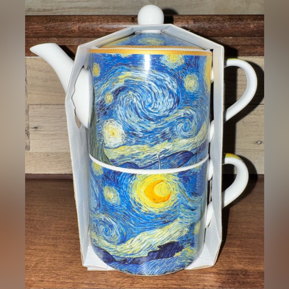 Cute 🥰 Van Gogh Starry Night Tea For One Teapot 🫖 And Cup Set Fine China New